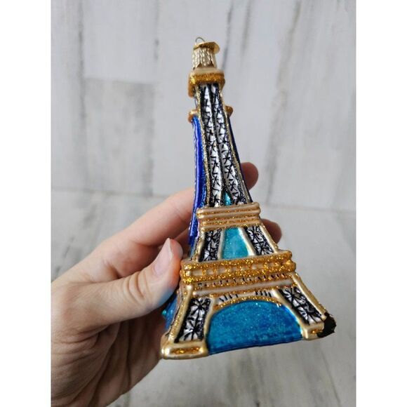 Owc Old world Eiffel Tower AS IS building statue glass ornament Xmas as is tree - Picture 3 of 11
